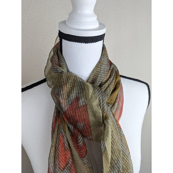 Emporio Armani Silk Scarf Cover Wrap Stole 44x45 Floral Green Gray - Picture 9 of 9